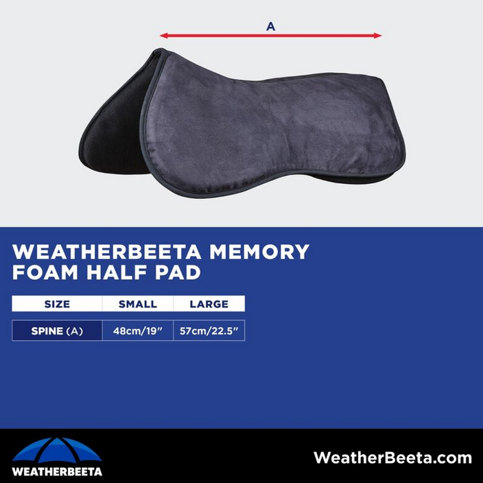 2025 Weatherbeeta Memory Foam Half Pad  Size Chart